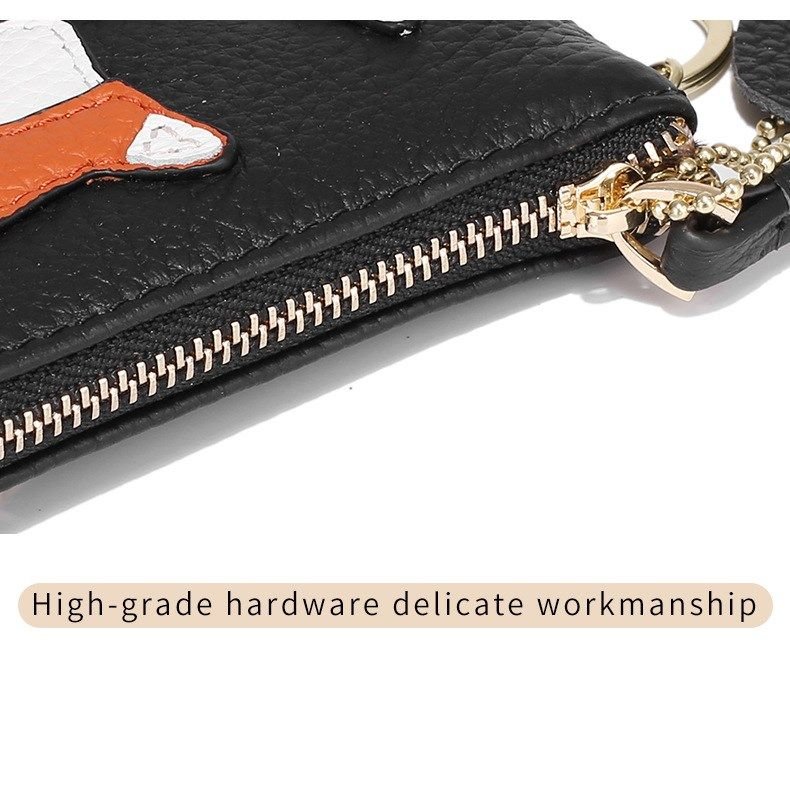 Cute Fox Design Women Genuine Leather Coin Wallet