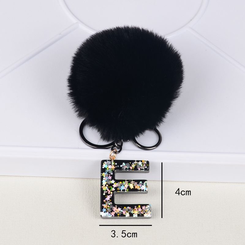 Fashion Creative Fluffy Ball 26 Letters Key Chain