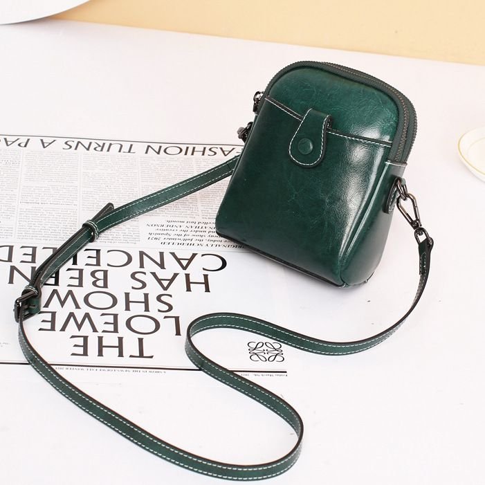 Women Retro Genuine Leather Mini Phone Bag Shoulder Bag