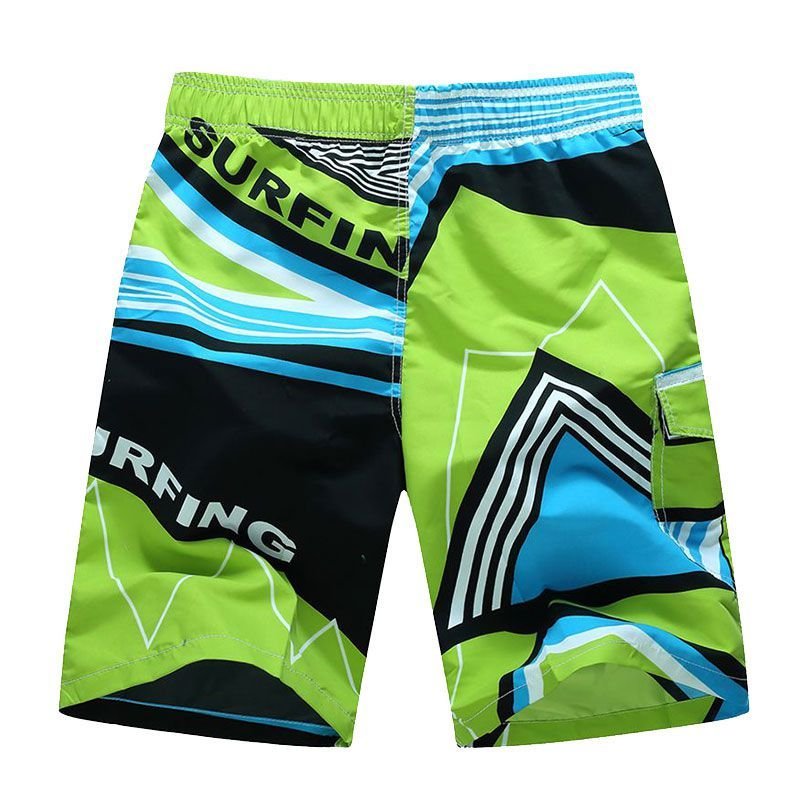 Men Color Blocking Loose Casual Beach Shorts