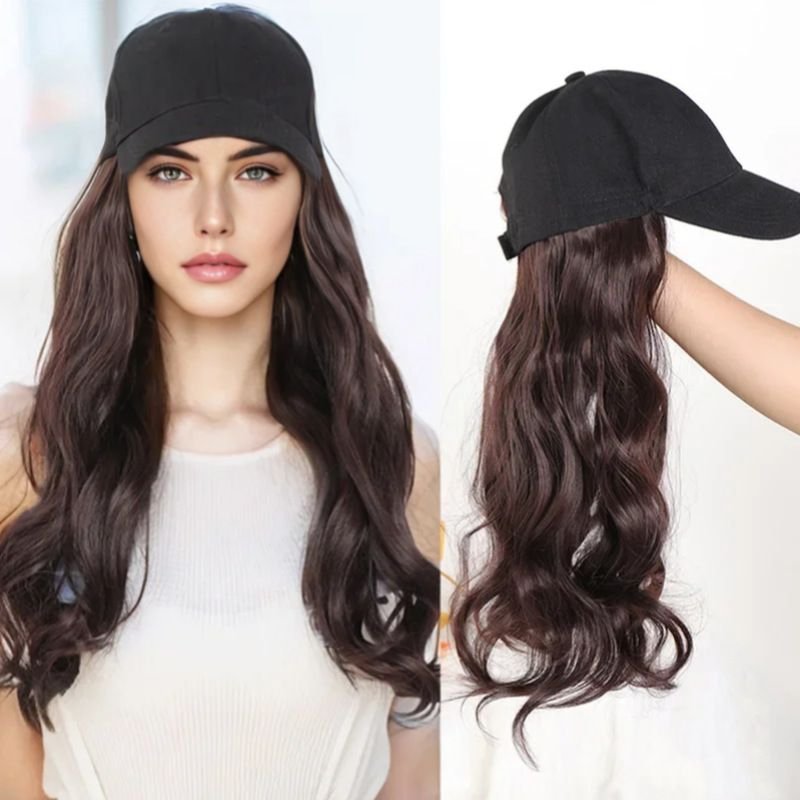 Women Fashion Long Curly Hair Hat Wig