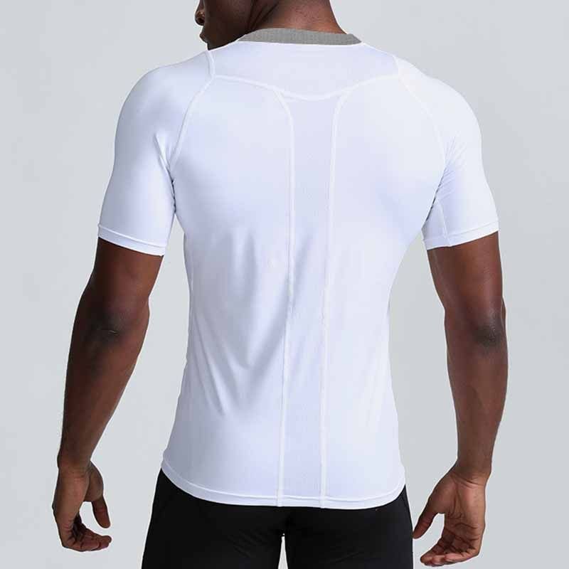 Men Casual Basic Solid Color Quick Drying Short-Sleeved Round Neck Sports Tight T-Shirt