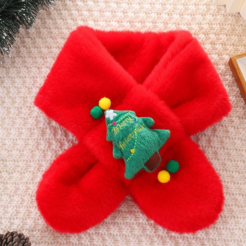 Kids Boys Girls Winter Casual Cute Christmas Cartoon Plush Scarf