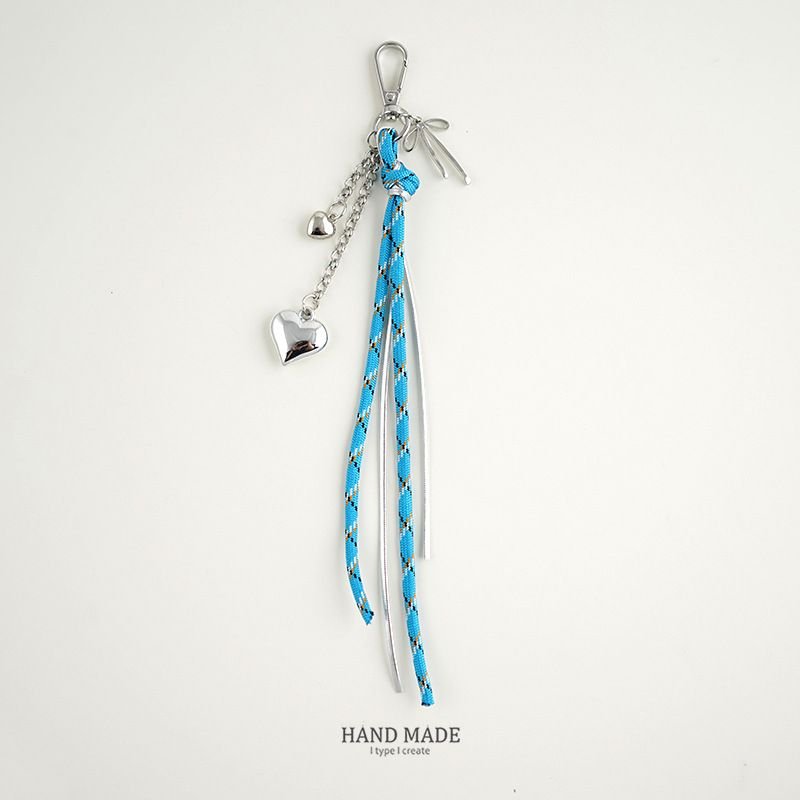 Fashion Heart Bow Rope Tassel Keychain