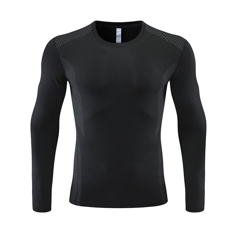 Men Casual Sports Basic Tight Quick Dry Plus Size Long Sleeve Training T-Shirt