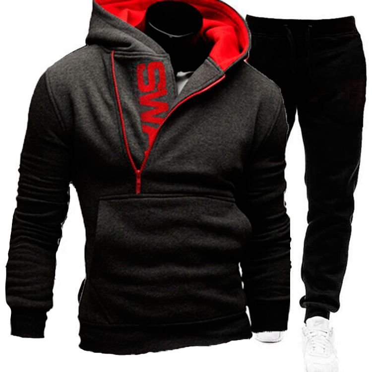 Men Casual Sports Alphabet Print Plus Size Long Sleeve Turtle Neck Hoodies Trousers Sets