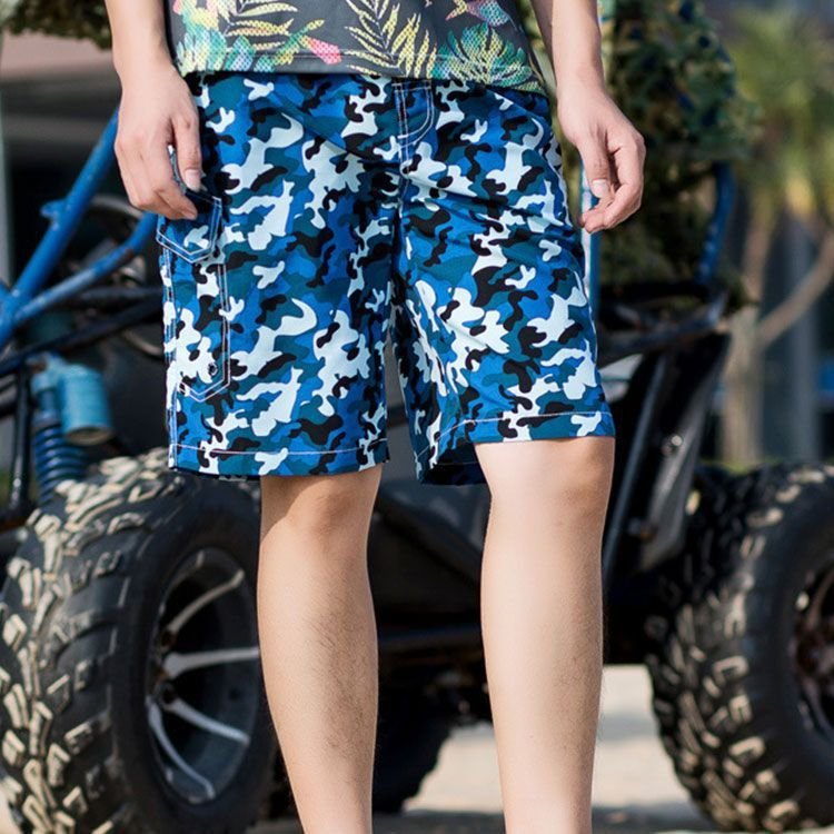 Men Camouflage Print Quick Drying Loose Beach Shorts