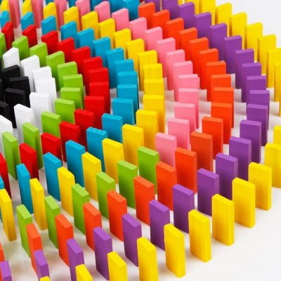 120pcs Children Wooden Rainbow Domino Blocks Set Toy Kid Early Learning Creative Wooden Blocks Educational Toy