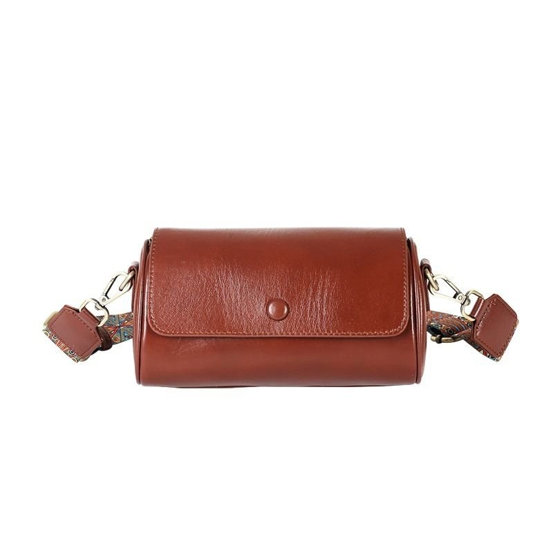 Women Fashion Retro Cylinder Leather Shoulder Bag