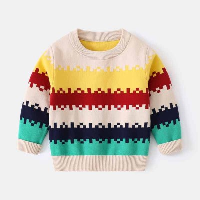 Kids Toddler Boys Fall Winter Casual Cute Color Matching Long Sleeve Knitwear Sweater