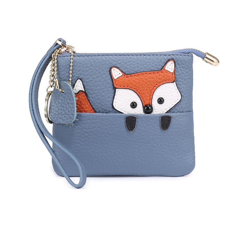 Cute Fox Design Women Genuine Leather Coin Wallet