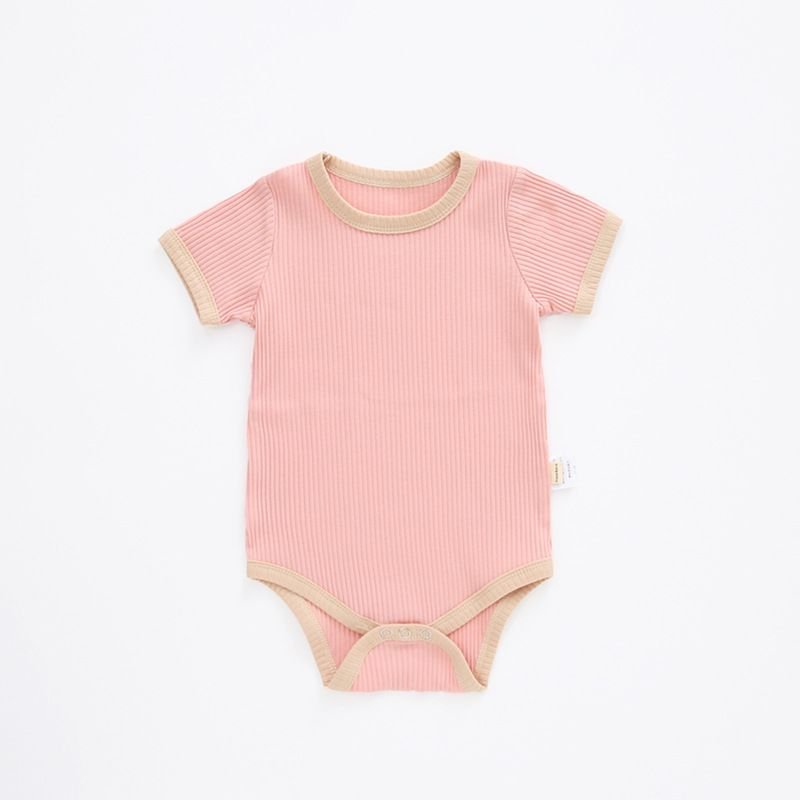 Kids Baby Boys Girls Casual Cute Solid Color Short Sleeve Romper