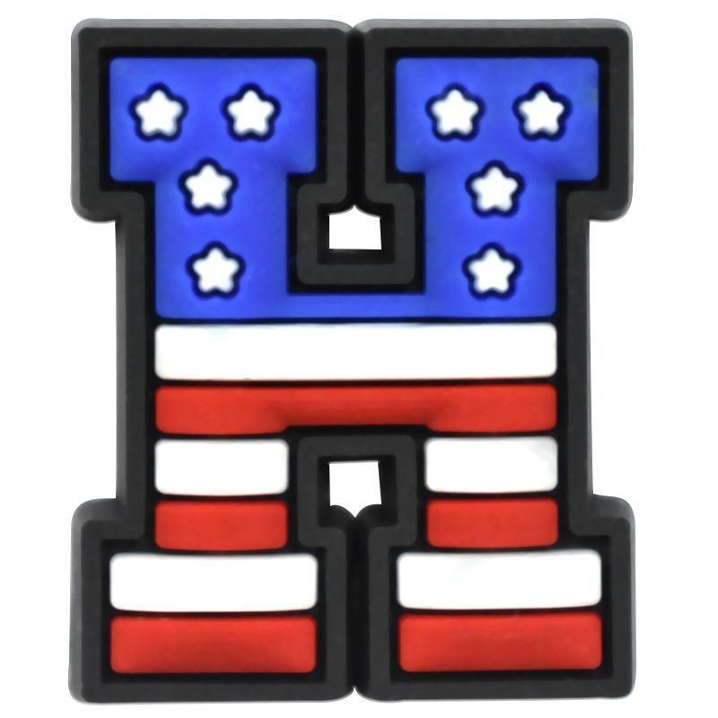 Cartoon Creative American Flag Pattern English Alphanumeric PVC Soft Rubber Hole Shoes DIY Accessories Shoe Buckle