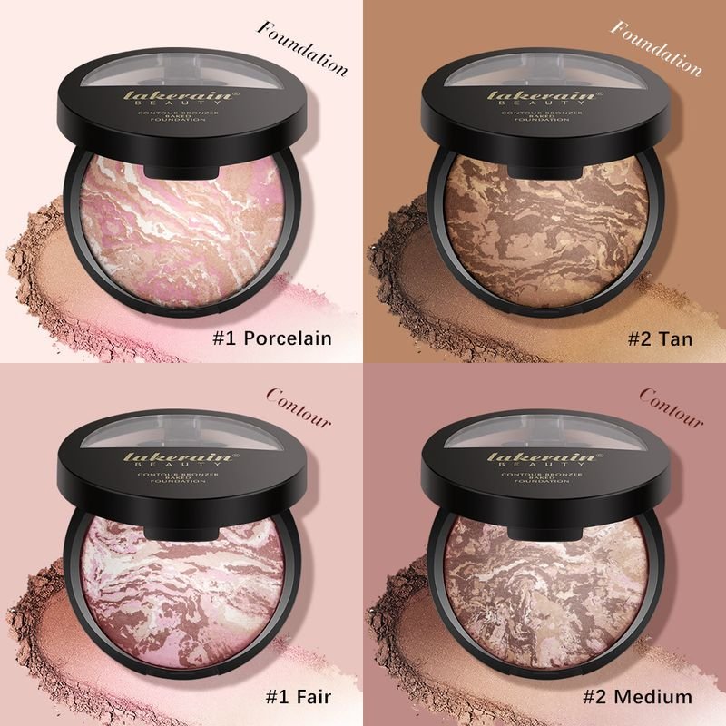 Lakerain Women Simple Natural Brightening Nose Shadow Blush Highlight Fit Powder