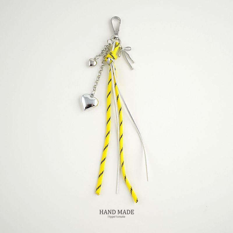 Fashion Heart Bow Rope Tassel Keychain