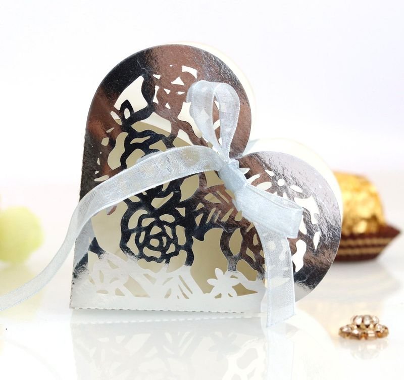 Simple Creative Hollow Rose Bow Ribbon Wedding Candy Packaging Box