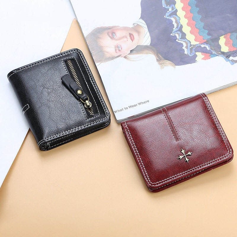 Woman Solid Color Mini Bifold Wallet