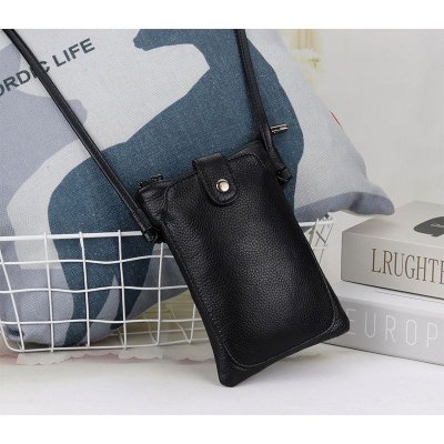 Women Fashion Solid Color Genuine Leather Mini Crossbody Bag