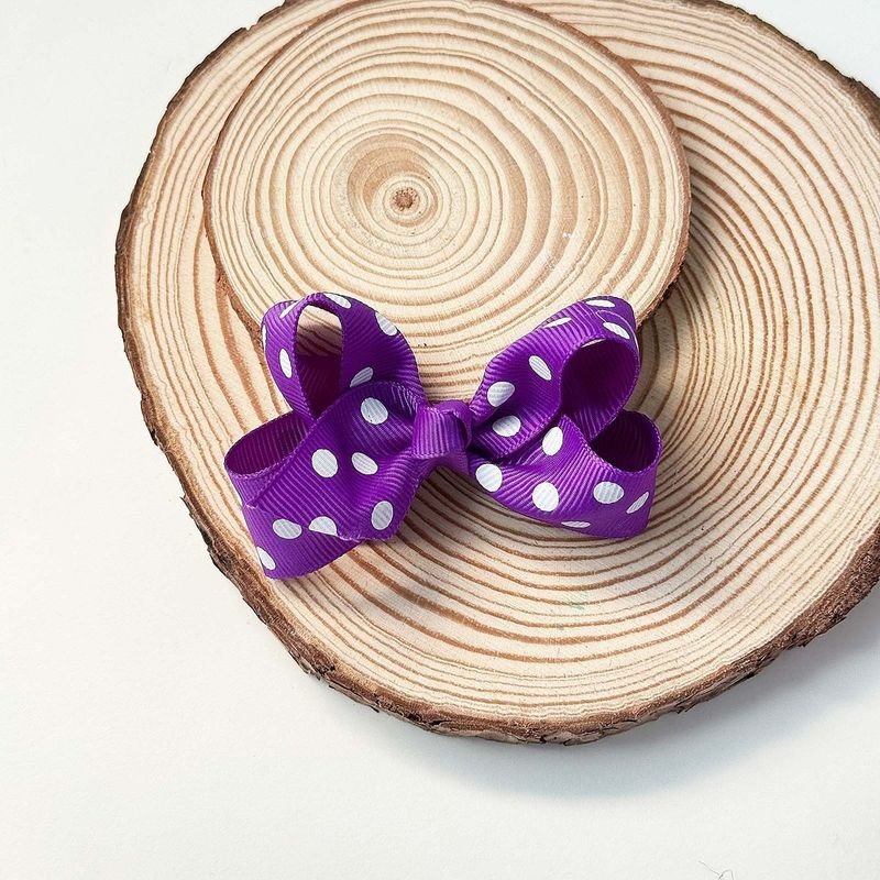 Kids Girls Cute Polka Dot Print Bow Hairpin