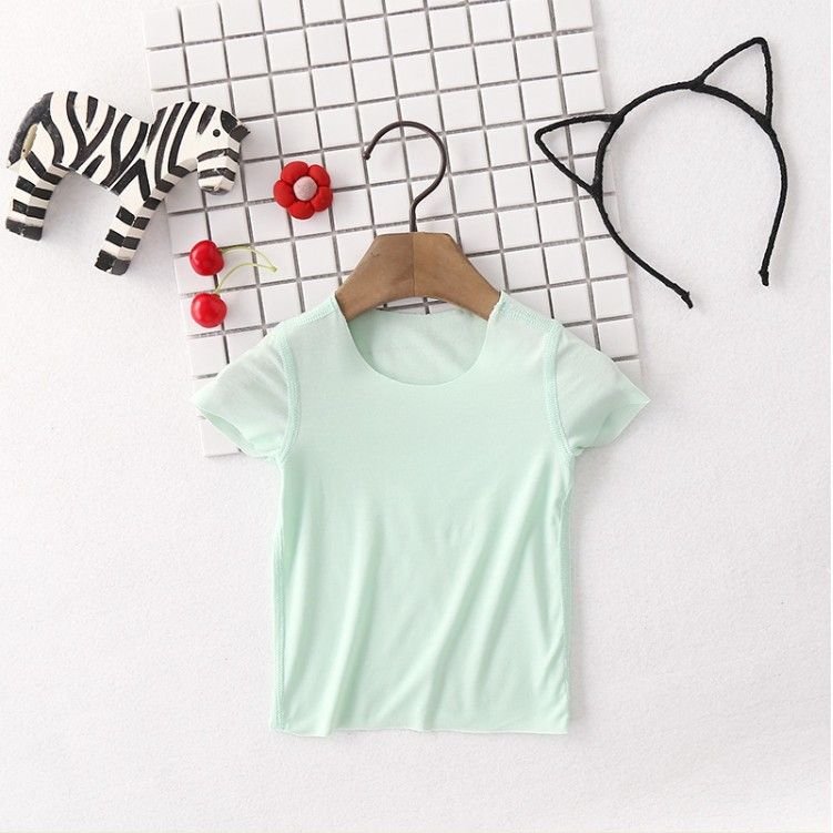 Summer Short-Sleeved Baby Crew Neck Loose Solid Color Modal Basic T-Shirt Custom