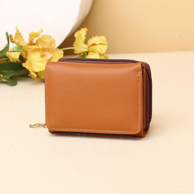 Women Fashion Solid Color PU Mini Wallet