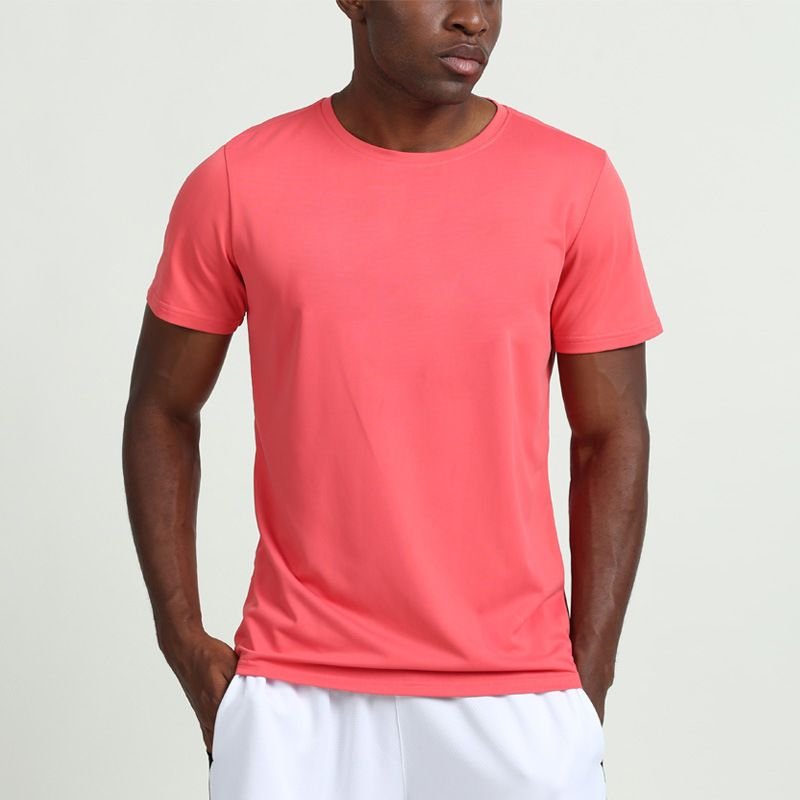 Men Casual Basic Solid Color Quick Drying Short Sleeve Round Neck Sports T-Shirt