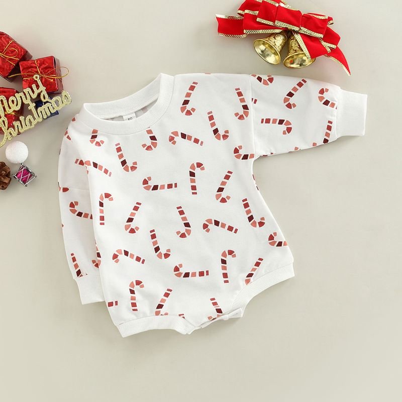 Kids Baby Boys Girls Casual Cute Christmas Candy Long Sleeve Romper