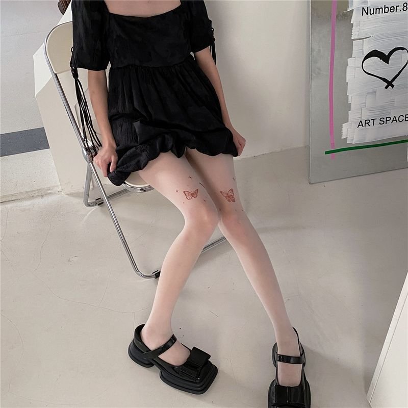 Women Fashion Sexy Black Bow Print Pantyhose