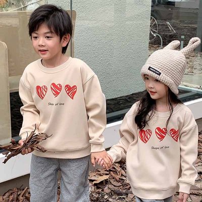 Kids Toddler Boys Girls Spring Autumn Casual Cute Heart Print Long Sleeve Sweatshirts