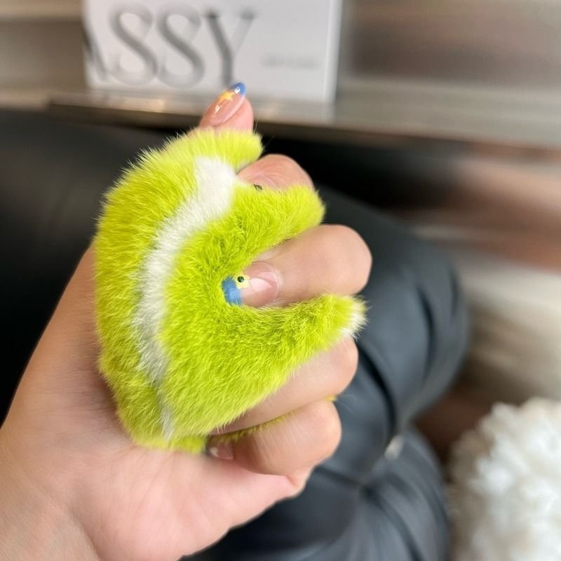 Fashion Cute Imitation Rex Rabbit Fur Tennis Plush Key Chain