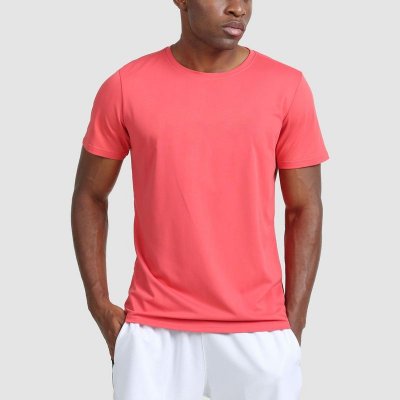 Men Casual Basic Solid Color Quick Drying Short Sleeve Round Neck Sports T-Shirt