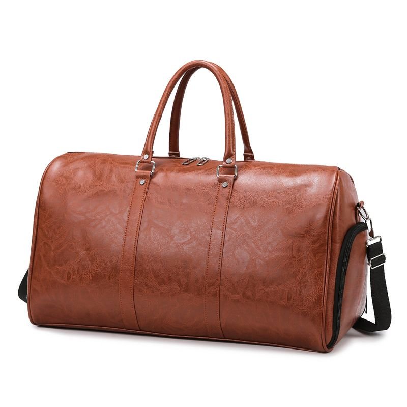 Men Leisure Sports Business Vintage Large Capacity PU Duffle Bag