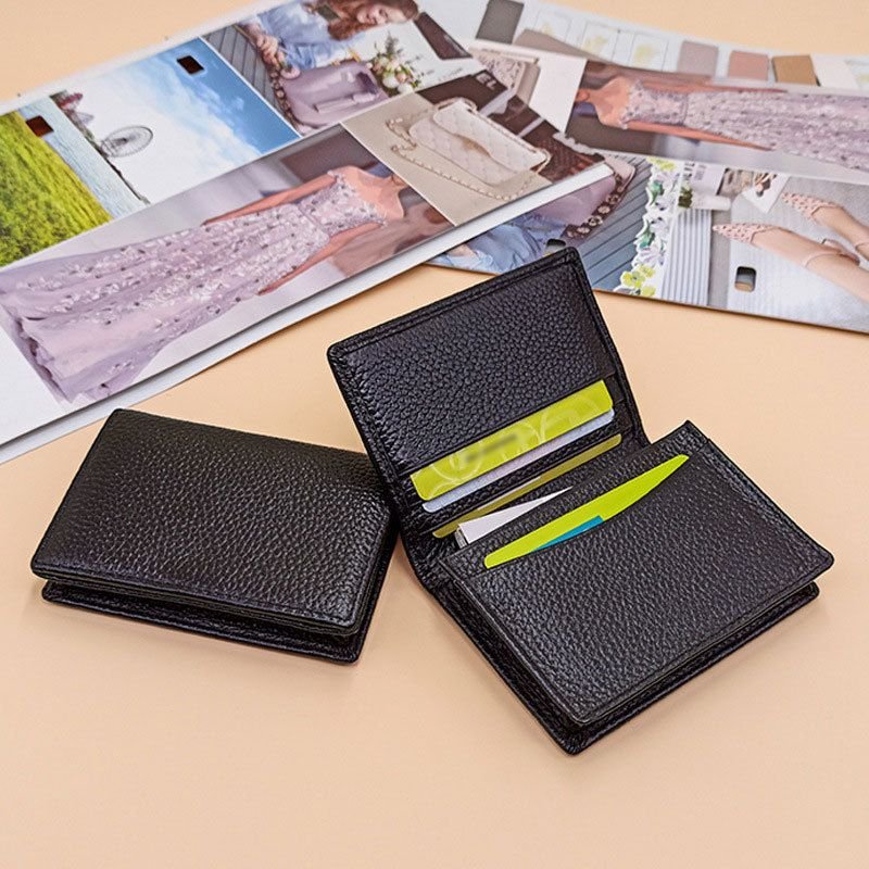 Multi-Card Creative Leather Card Holder Solid Color Wallet