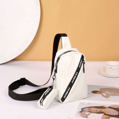 Women Fashionable Simple Letter Zipper PU Chest Bag