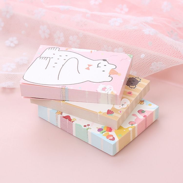 Cute Cartoon Bear Memo Pad Creative Tearable Message Notepad