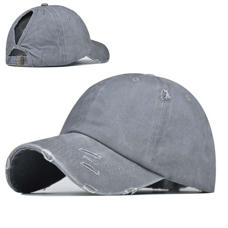 Washed Ripped Baseball Cap Women Outdoor Sports Sun Hat Custom Cap