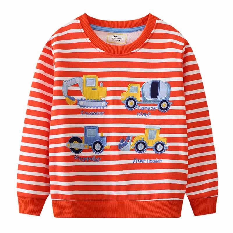 Kids Toddler Boys Casual Cartoon Car Long Sleeve Round Neck Sweatshirts