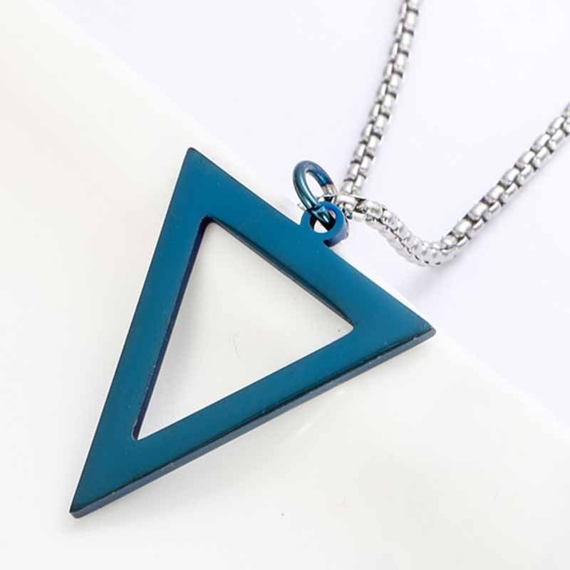 Men Fashion Casual Basic Triangle Stainless Steel Necklace