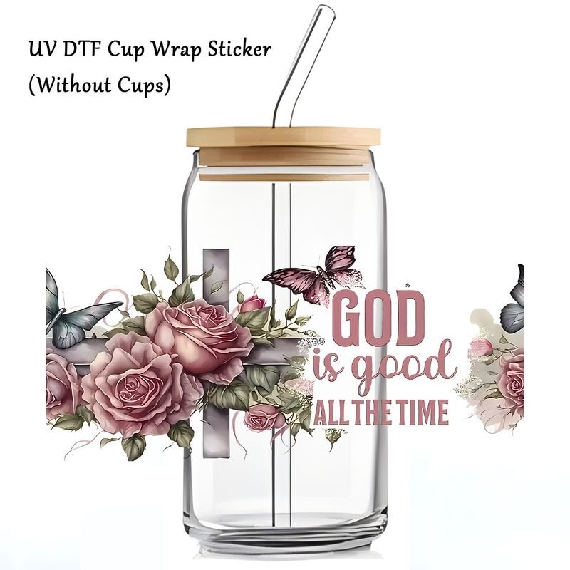 Simple Fashion Cartoon Letter UV Transfer Glass Cup Crystal Sticker