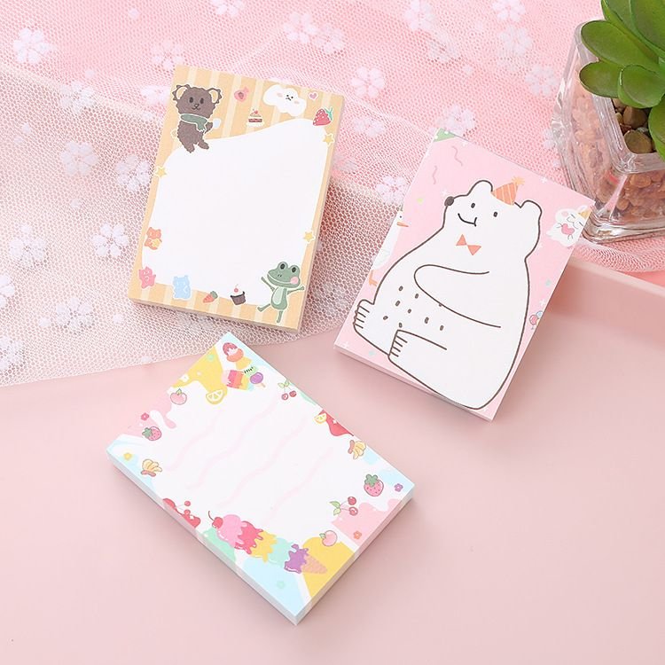 Cute Cartoon Bear Memo Pad Creative Tearable Message Notepad