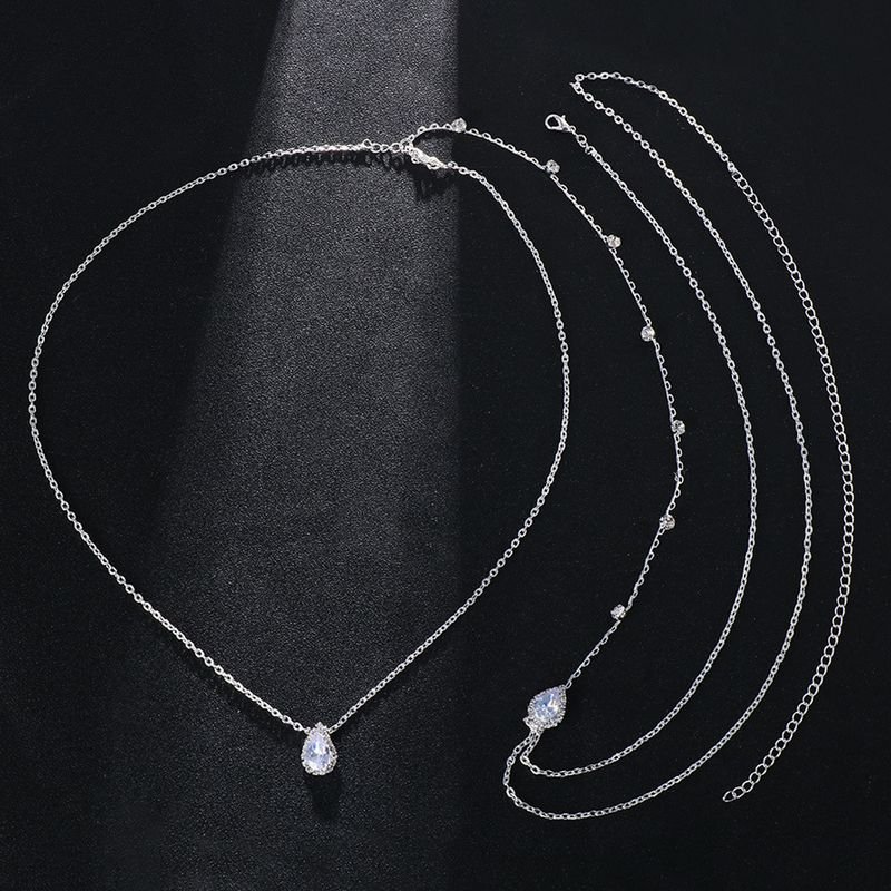 Women Fashion Simple Drop Shaped Zircon Back Body Chain