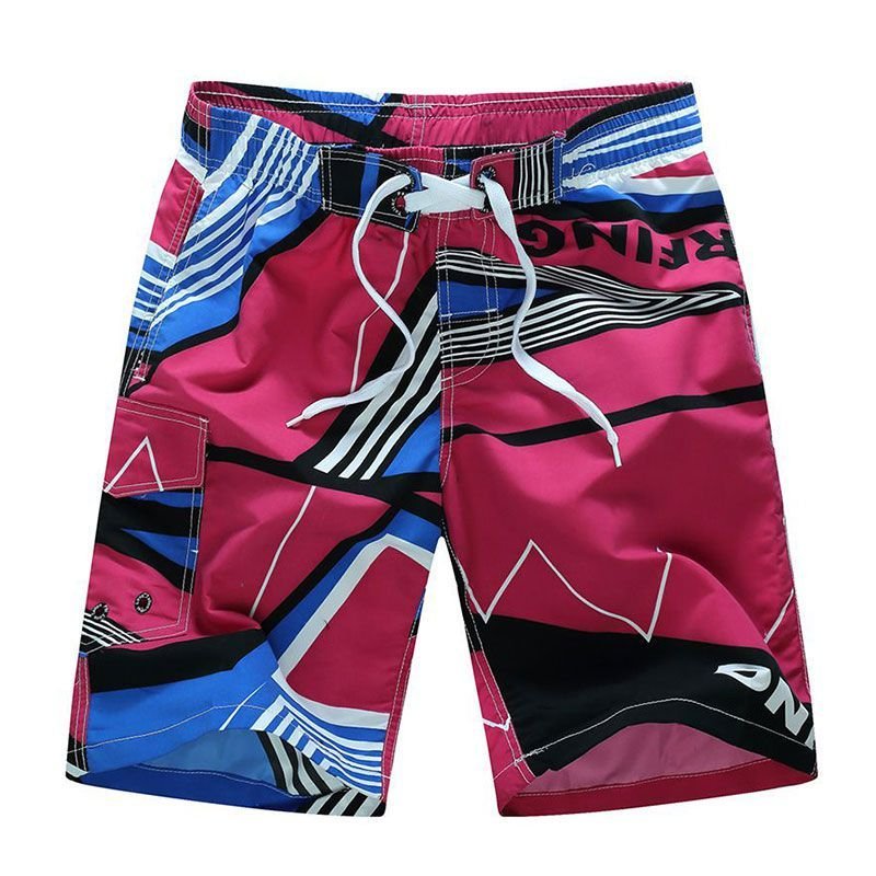 Men Color Blocking Loose Casual Beach Shorts