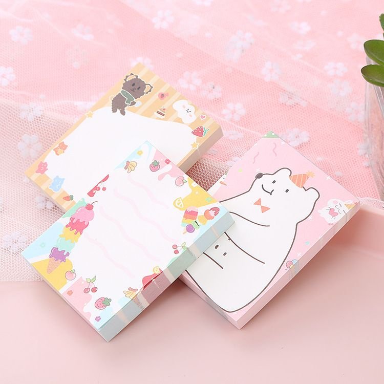 Cute Cartoon Bear Memo Pad Creative Tearable Message Notepad