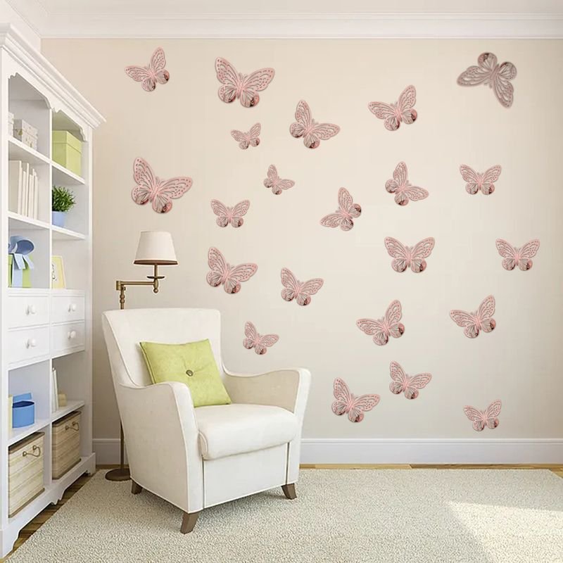 Cartoon Creative 3D Three-Dimensional Hollow Butterfly Wall Stickers Living Room Wall Decoration 12-Set