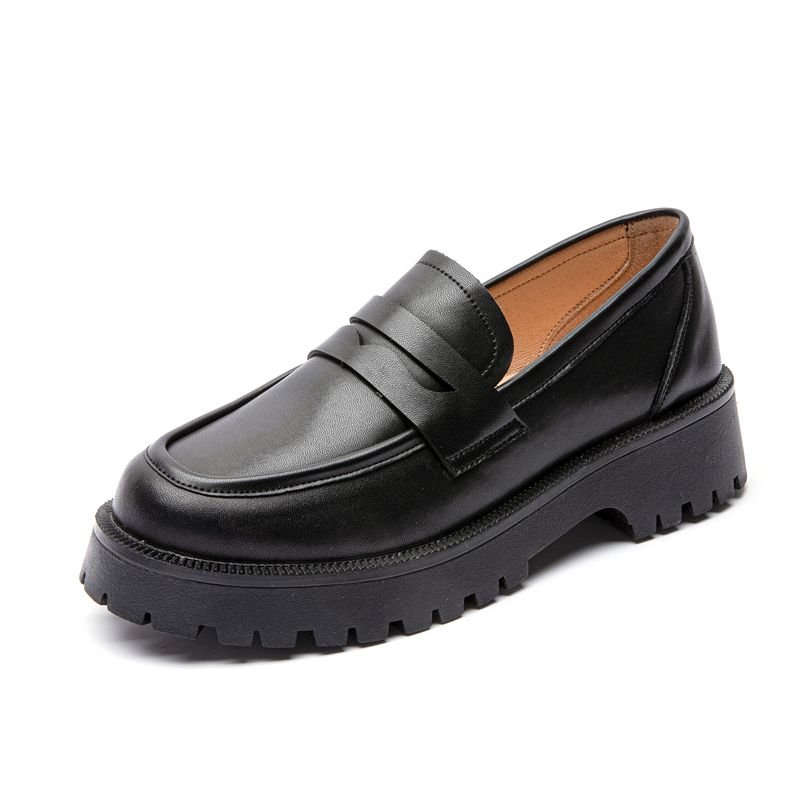 Women Casual Solid Color Platform Leather Loafers