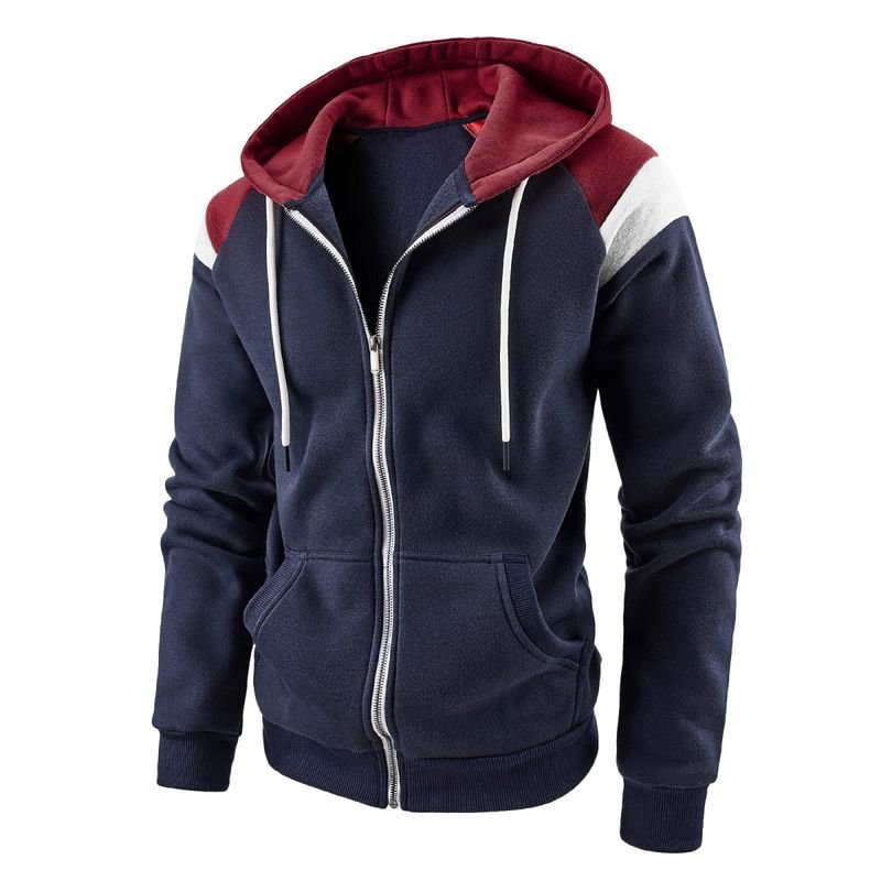 Men Color-Block Contrast Fashion Sports Hoodie Custom