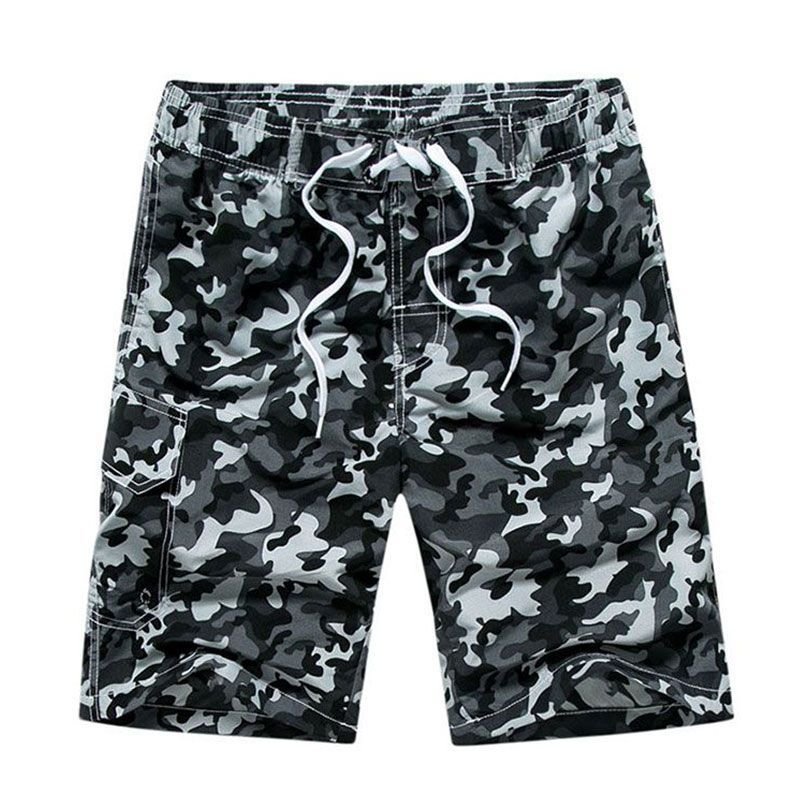 Men Camouflage Print Quick Drying Loose Beach Shorts