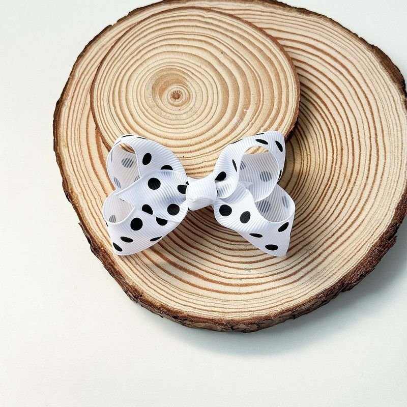 Kids Girls Cute Polka Dot Print Bow Hairpin