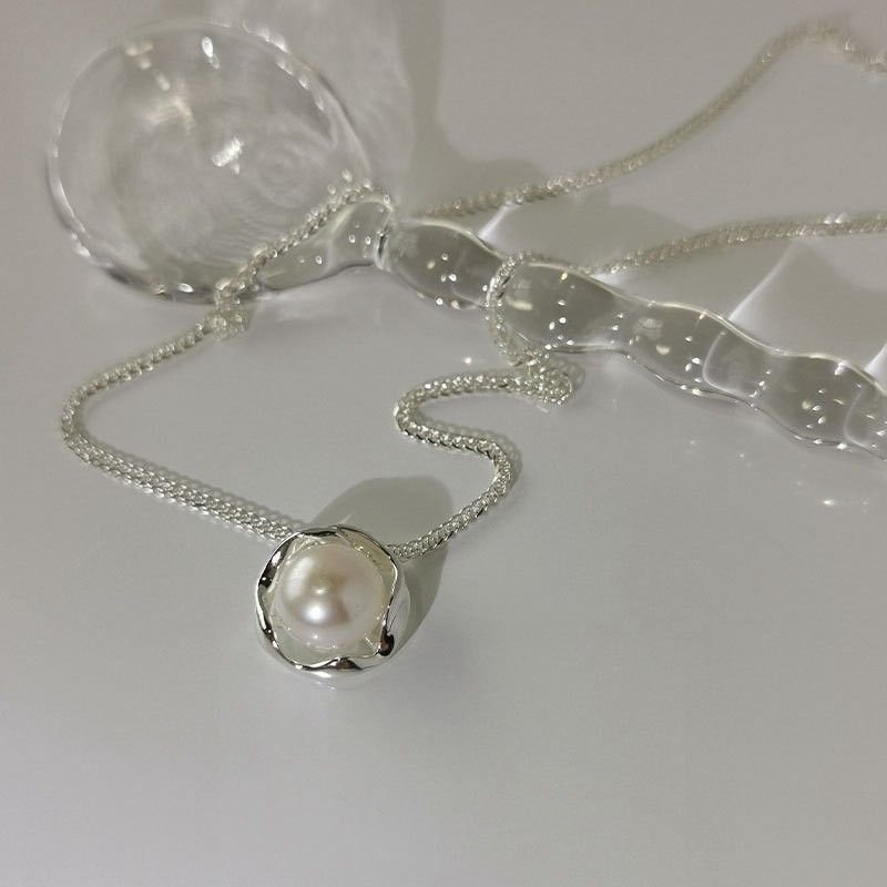 Women Fashion Simple Moonstone Pearl Pendant Necklace