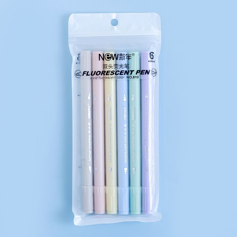 Highlighter 6-Color Suit Macaron Morandi Color Marker Note Scribing Pen